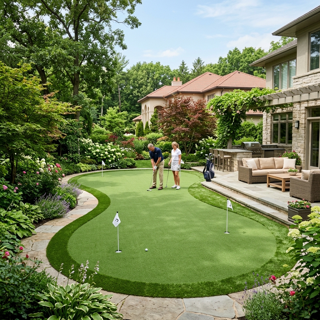 Flawless artificial grass putting green by JRM
