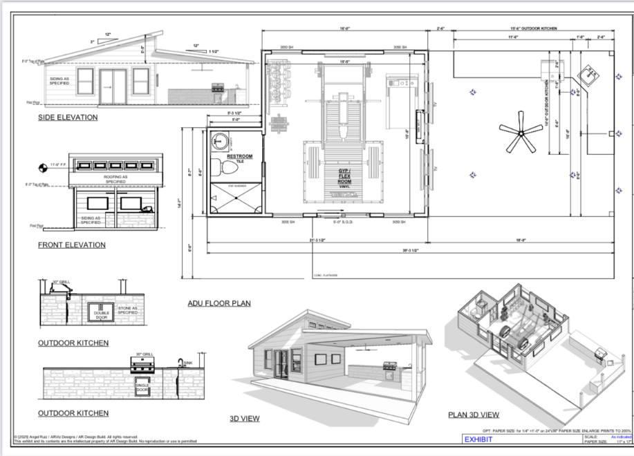 Custom ADU Floor Plan and elevations