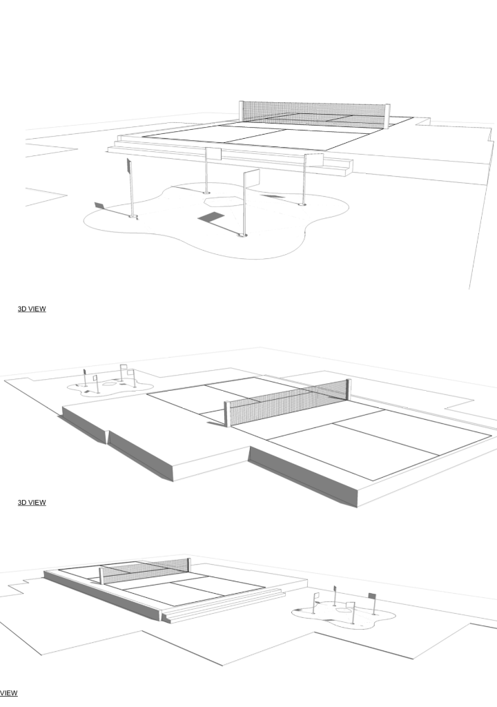 Pickleball and Sports Court wireframe 3D design
